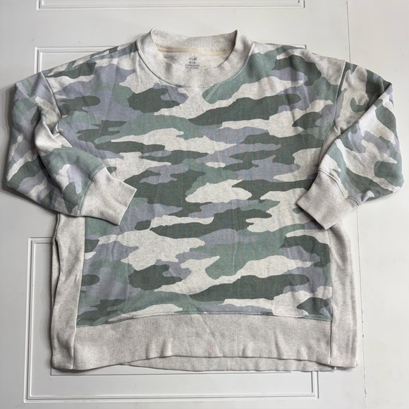 aerie Tops - Aerie Desert Camo Oversized Comfy Sweatshirt Side Split Hem Beige Tan Size Med
